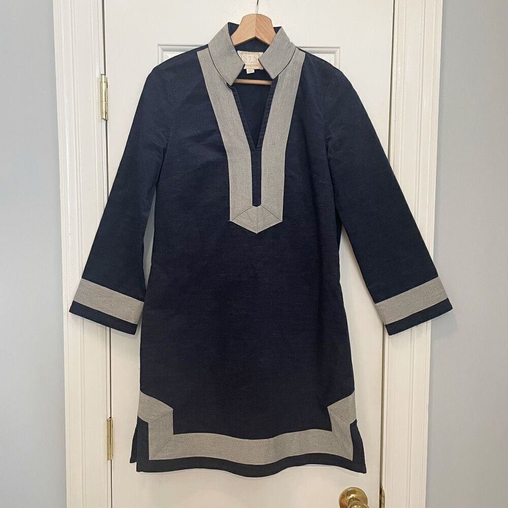 STS Sail to Sable Stretch Blue Denim shift Dress Size Small